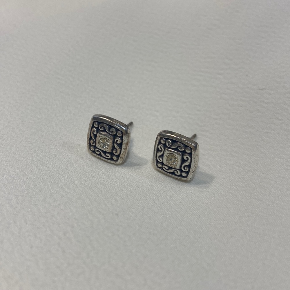 Brighton Square Crystal Post Earrings